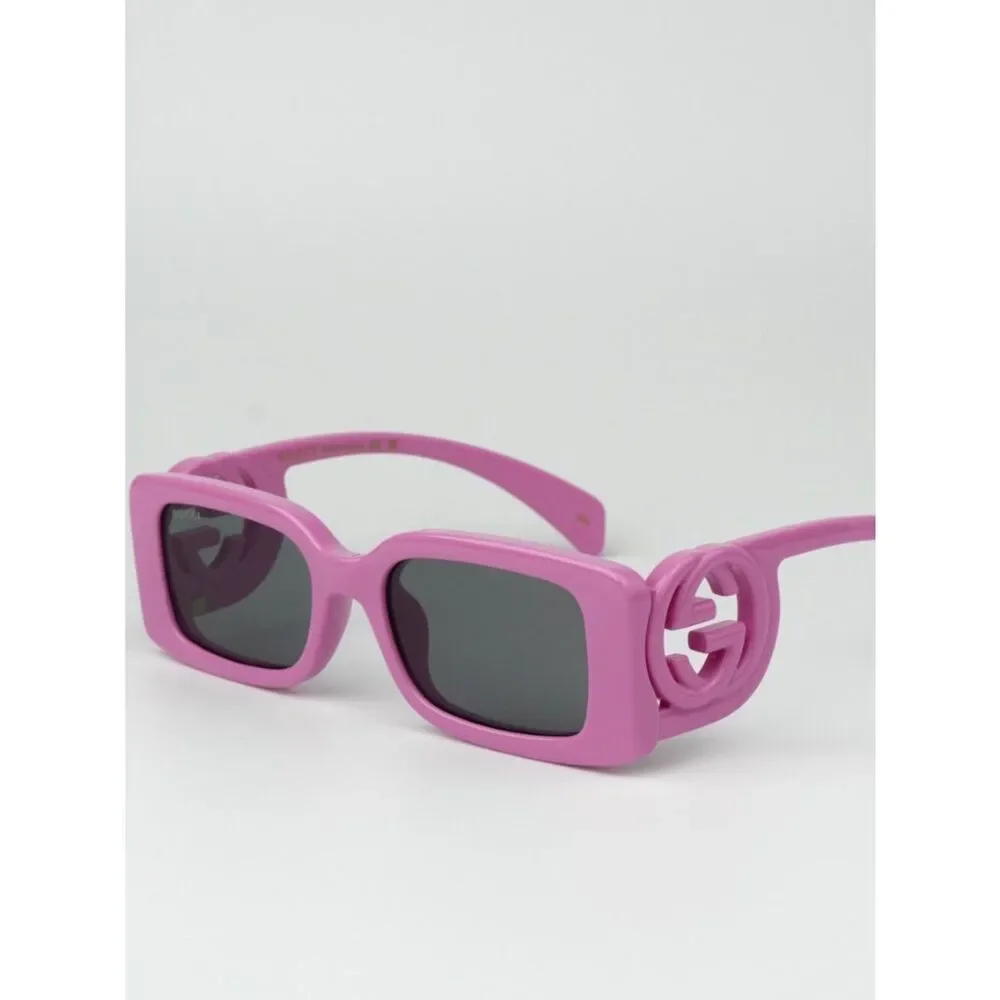 NEW Gucci GG1325S 006 Pink Grey Rectangle Unisex Sunglasses GG 1325S